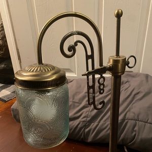 Beautiful lamp the glass has a blue tint to it and the base is brass